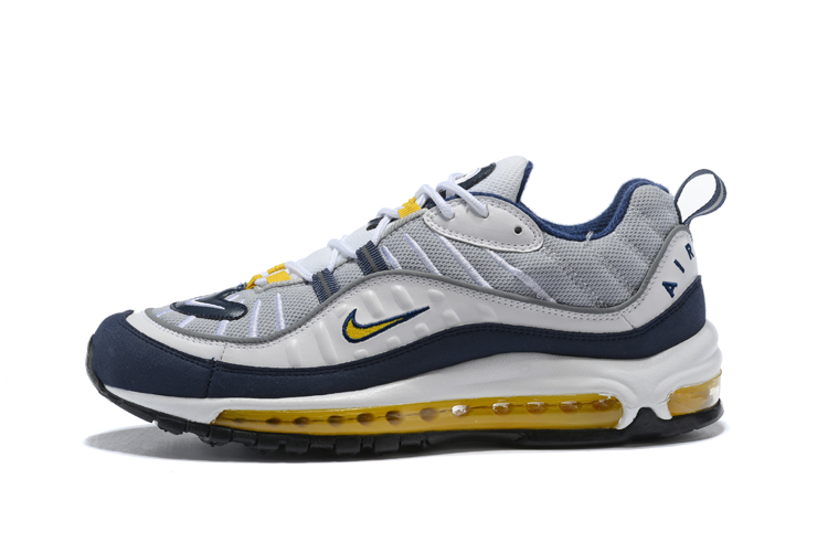 Supreme x NikeLab Air Max 98 White Grey Blue Yellow Shoes